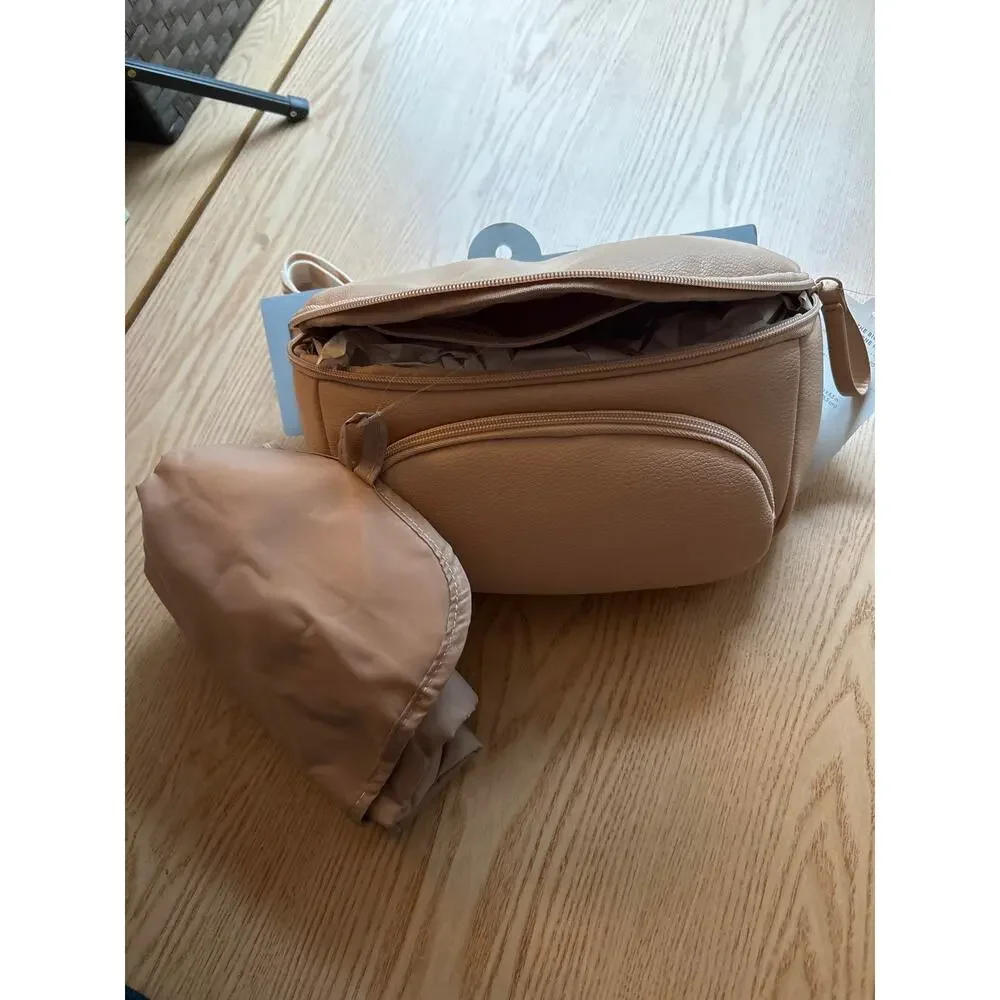 New Cloud Island Diaper Sling fanny pack Pearl/Tan Leather Look 10.5